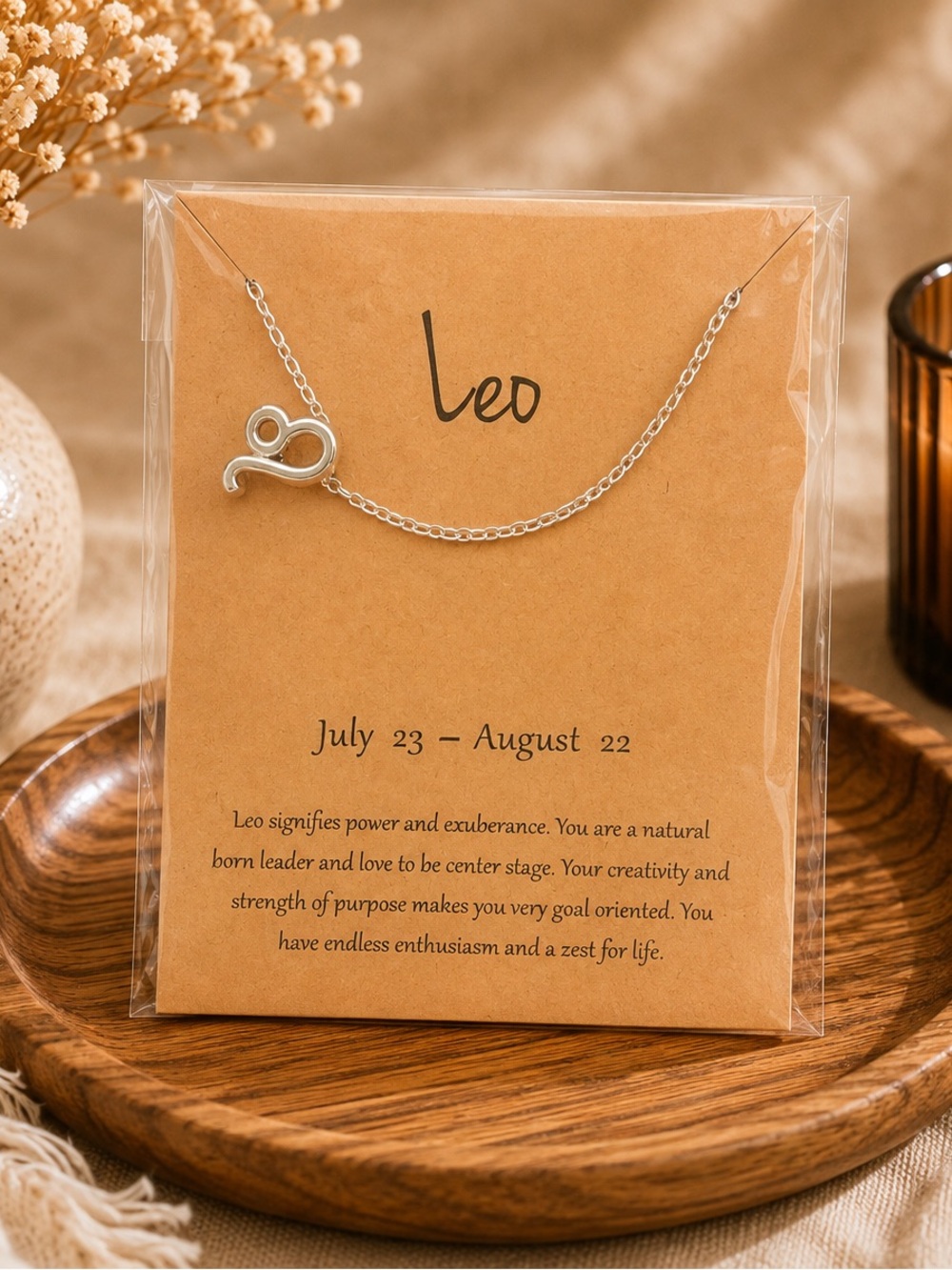 Leo Zodiac Necklace - Silver Leo Sign Pendant